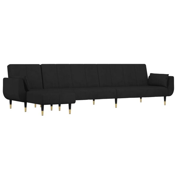 vidaXL Canapé-lit en forme de L noir 275x140x70 cm velours