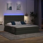 vidaXL Lit de rangement LED avec matelas Gris foncé 200 x 200 cm Tissu