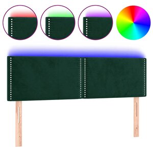 vidaXL Tête de lit à LED Vert foncé 144x5x78/88 cm Velours