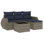 vidaXL Salon de jardin 5 Pièces avec coussins gris résine tressée