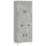 vidaXL Buffet haut Gris béton 69 5x34x180 cm Bois d'ingénierie