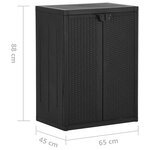 vidaXL Armoire de rangement de jardin Noir 65x45x88 cm PP Rotin