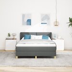 Lit box spring vidaXL avec matelas gris foncé 140x190 cm en tissu