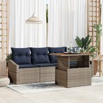 vidaXL Ensemble de canapé de jardin 5 Pièces Gris Poly rotin