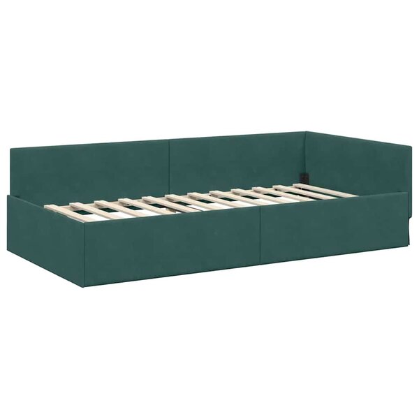 vidaXL Cadre de lit d'angle Autre Vert foncé 90 x 190 cm