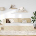 vidaXL Cadre de lit d'angle avec tête de lit Crème 100 x 200 cm tissu