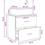 vidaXL Vanité de lavabo mural Chêne noir 53 x 34 5 x 63 cm