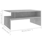 vidaXL Table basse Gris béton 90x60x42 5 cm Aggloméré