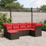vidaXL Salon de jardin 6 Pièces avec coussins marron résine tressée