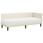 vidaXL Cadre de lit d'angle avec matelas Crème 80 x 200 cm Velours