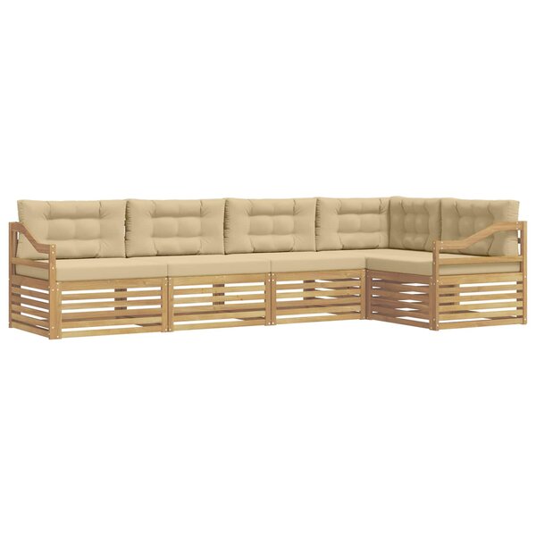 vidaXL Ensemble de canapés d'extérieur 5 pc Blanc et Beige Polyester