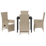 vidaXL Ensemble de repas de jardin 5 pièces avec coussins beige en rotin synthétique