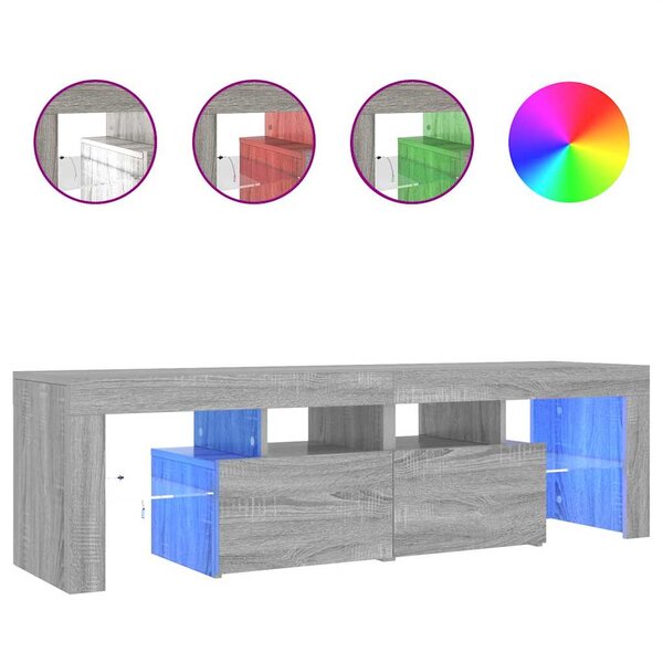 vidaXL Meuble TV avec lumières LED Sonoma gris 140x36 5x40 cm
