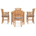vidaXL Ensemble à manger de jardin 5Pièces avec coussins bois teck solide