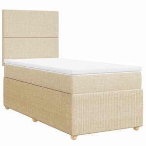 vidaXL Sommier à lattes de lit avec matelas Crème 90x200 cm Tissu