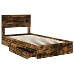 vidaXL Lit de Rangement Chêne fumé 100 x 200 cm Bois d'ingénierie