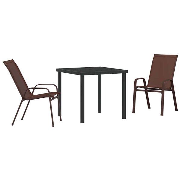 vidaXL Ensemble de salle à manger pour jardin 3 Pièces Marron et Noir