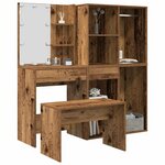 vidaXL Ensemble de coiffeuse avec LED vieux bois bois d'ingénierie