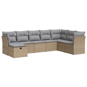 vidaXL Salon de jardin avec coussins 8 Pièces beige résine tressée