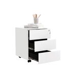 Caisson de bureau metal verrouillable avec 3 tiroirs rangement de documents papeterie préassemblé pour bureau bureau à domicile 39 x 45 x 55 cm (l x l x h) blanc 12_0003687