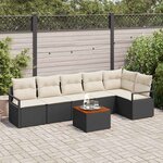 vidaXL Ensemble de canapé de jardin 7 Pièces Noir  blanc
