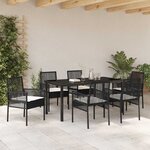 vidaXL Ensemble de salle à manger pour jardin 7 Pièces Noir Poly rotin