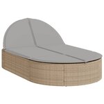 vidaXL Chaise longue double avec coussins beige résine tressée