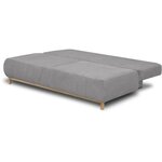 Banquette convertible 3 places MIKA - Velours côtelé gris clair - Coffre de rangement - 192 x 84 x 93 cm