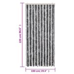 vidaXL Rideau anti-mouches gris et noir 100x220 cm chenille