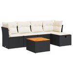 vidaXL Salon de jardin 6 Pièces avec coussins noir résine tressée