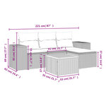 vidaXL Salon de jardin 5 Pièces avec coussins gris résine tressée