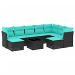 vidaXL Salon de jardin 10 Pièces avec coussins noir résine tressée