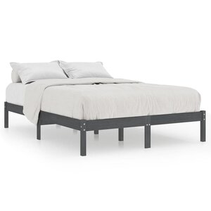 vidaXL Cadre de lit sans matelas gris bois massif 200x200 cm
