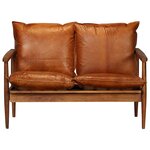 vidaXL Ensemble de canapés 3 Pièces Cuir véritable Bois massif d'acacia