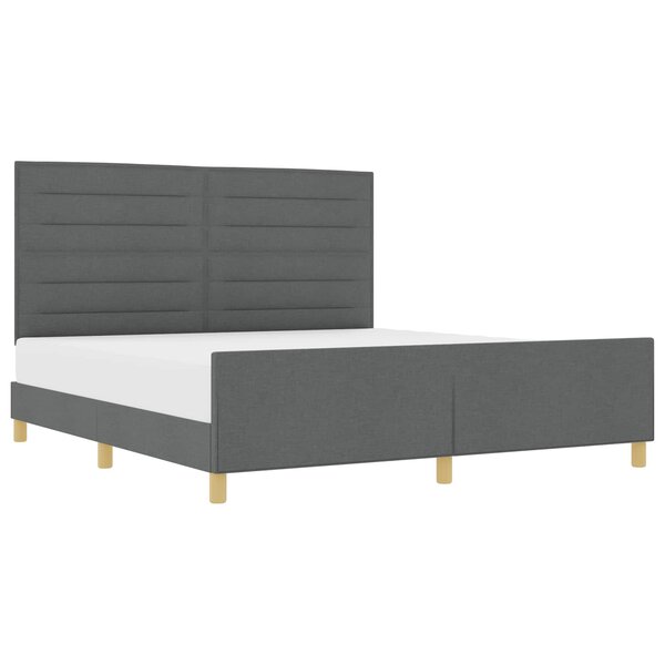vidaXL Cadre de lit avec tête de lit Gris foncé 180 x 200 cm tissu