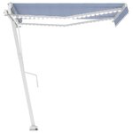 vidaXL Auvent automatique capteur de vent/LED 300x250 cm Bleu et blanc