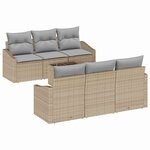 vidaXL Ensemble de canapé de jardin 7 Pièces Beige  Gris 55 x 55 x 37 cm