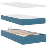 vidaXL Cadre de lit ottoman avec matelas bleu foncé 90x190 cm velours