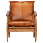 vidaXL Fauteuil Marron Cuir véritable avec bois d'acacia