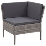 vidaXL Salon de jardin 3 Pièces avec coussins Résine tressée Gris