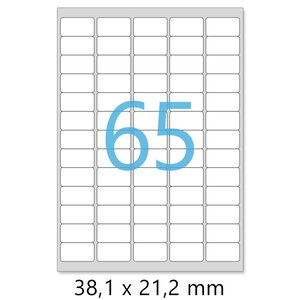 Lot de 100 planches a4 de 65 étiquettes multi-usages mini format 38,1 x 21,2 mm = 650 étiquettes