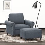 vidaXL Fauteuil avec repose-pied Gris foncé 60 cm Velours