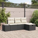 vidaXL Ensemble de Canapé de Jardin 4 Pièces avec Coussins Noir Poly Rattan