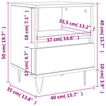 vidaXL Table de chevet gris béton 40x35x50 cm bois d’ingénierie