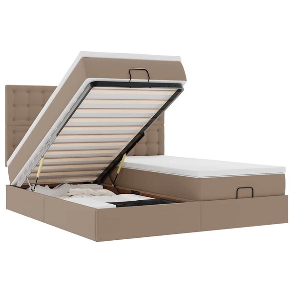 vidaXL Lit ottoman avec matelas & LED Cappuccino 180x200cm similicuir