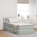 vidaXL Lit de Rangement avec matelas Gris clair 90 x 200 cm Velours