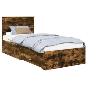vidaXL Cadre de lit Chêne fumé 90 x 190 cm Bois d'ingénierie