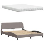 vidaXL Lit avec matelas Hanko taupe 160x200 cm tissu