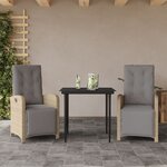 vidaXL Ensemble de bistro 3 Pièces avec coussins beige résine tressée