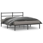 vidaXL Cadre de lit métal sans matelas et tête de lit noir 160x200 cm